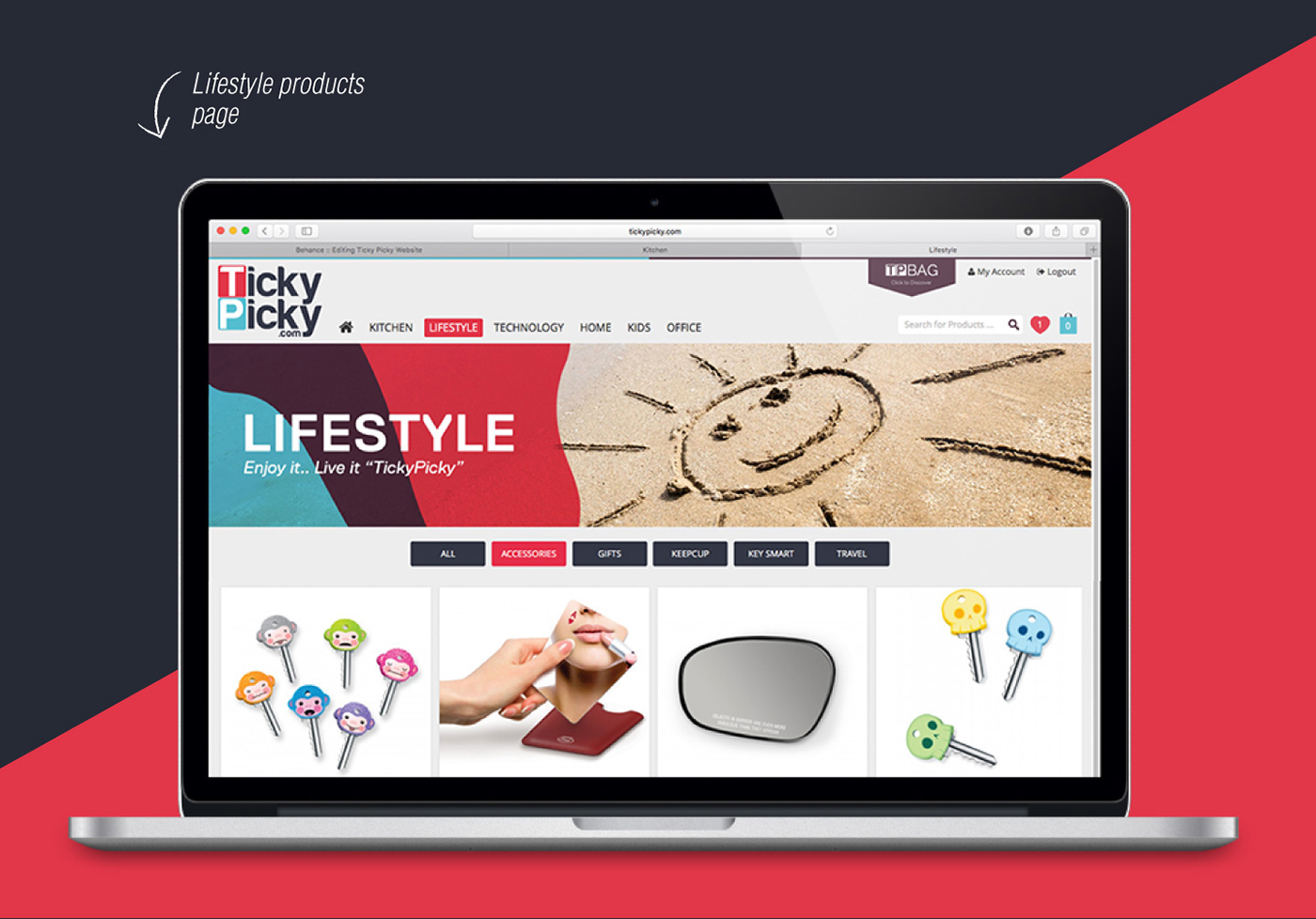 Web E-marketing market shop red blue Website user interface design jordan Qatar doha amman ticky picky