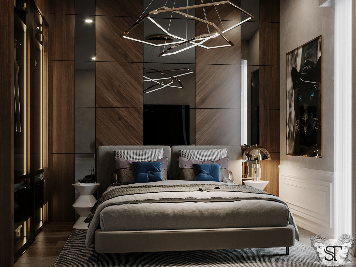 bedroom corona Free Scene luxury modern Render architecture Interior