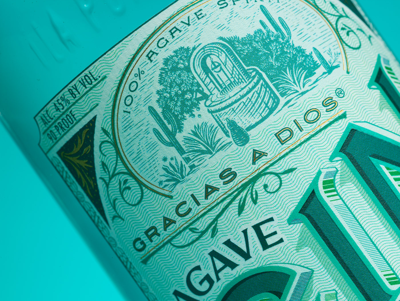 packaging design typographical lettering handcrafted Illustrative mexico gin label botanical cactus