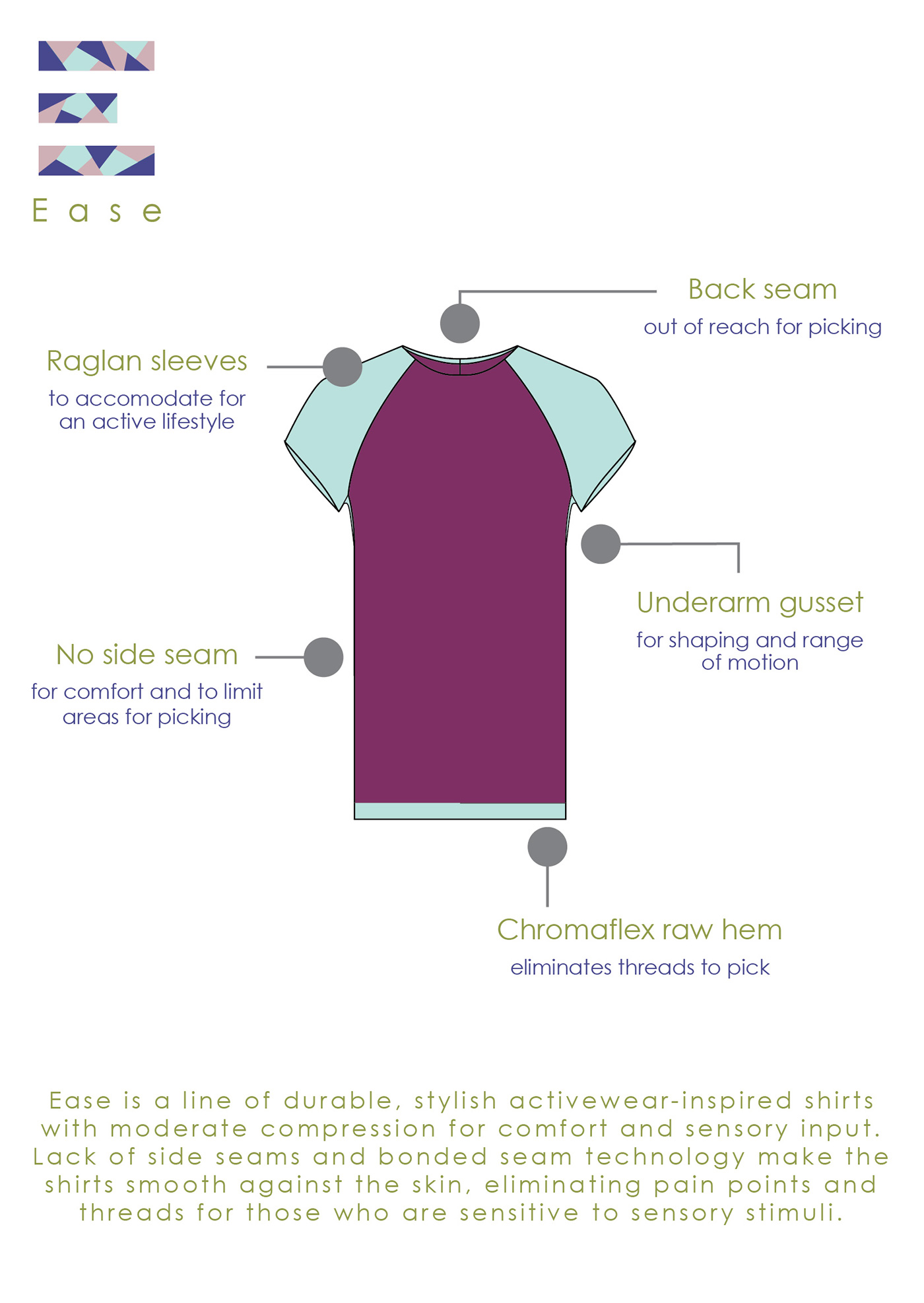 bonded seams Digital Printing Assistive Design inclusive design shirt