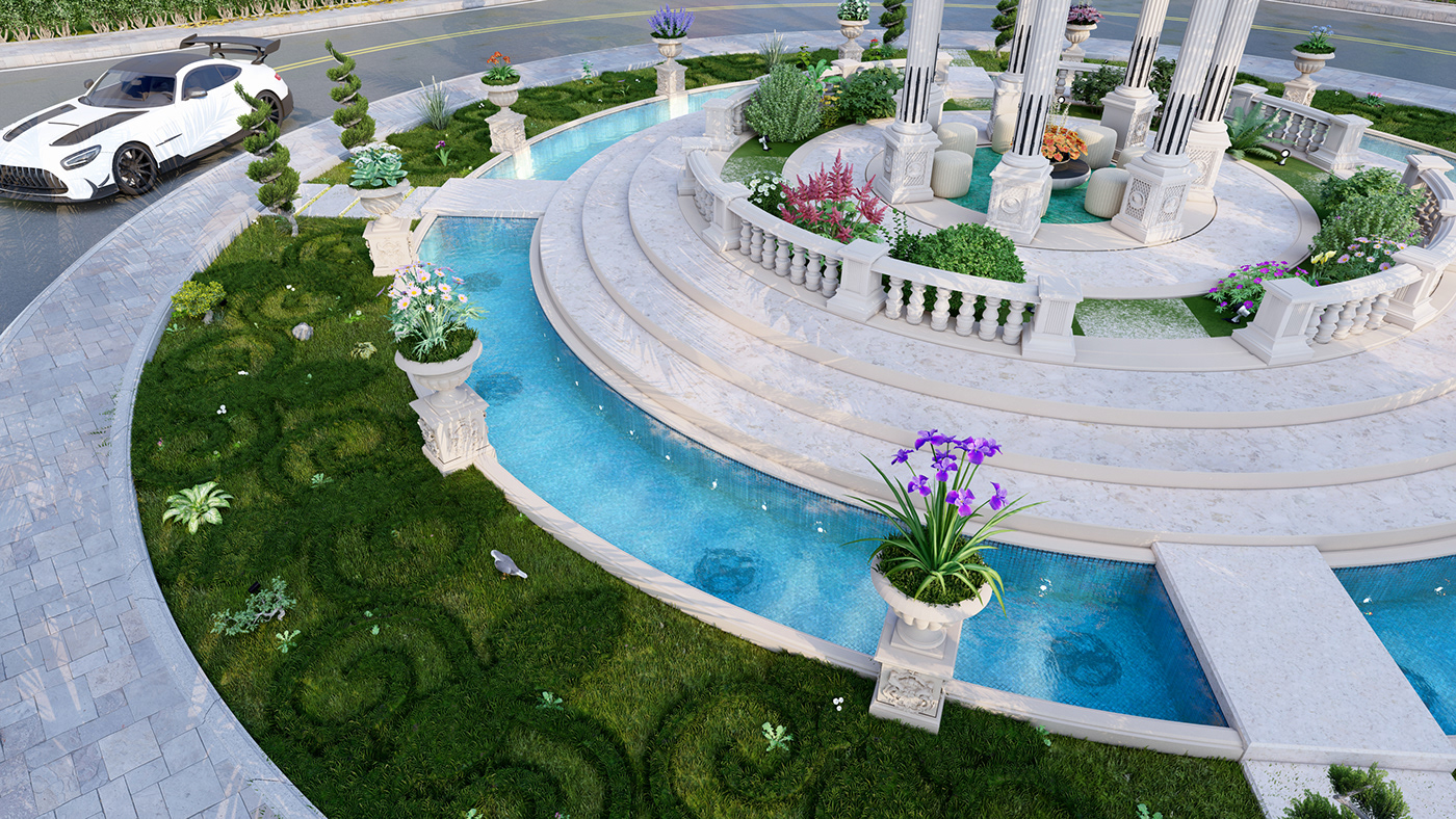 Landscape architecture visualization exterior royal royalty Princess Digital Art  artwork 3D