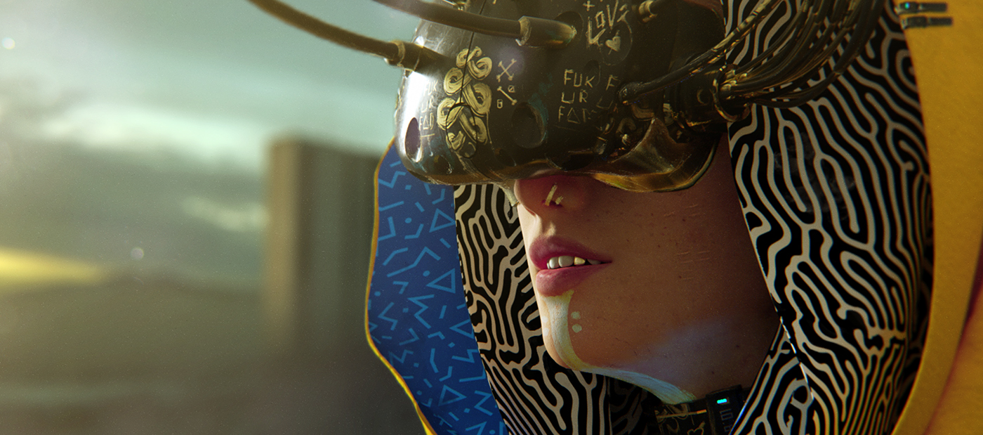 female women Fashion  vr future 3D Cyberpunk concept Post Apocalyptic Gaming