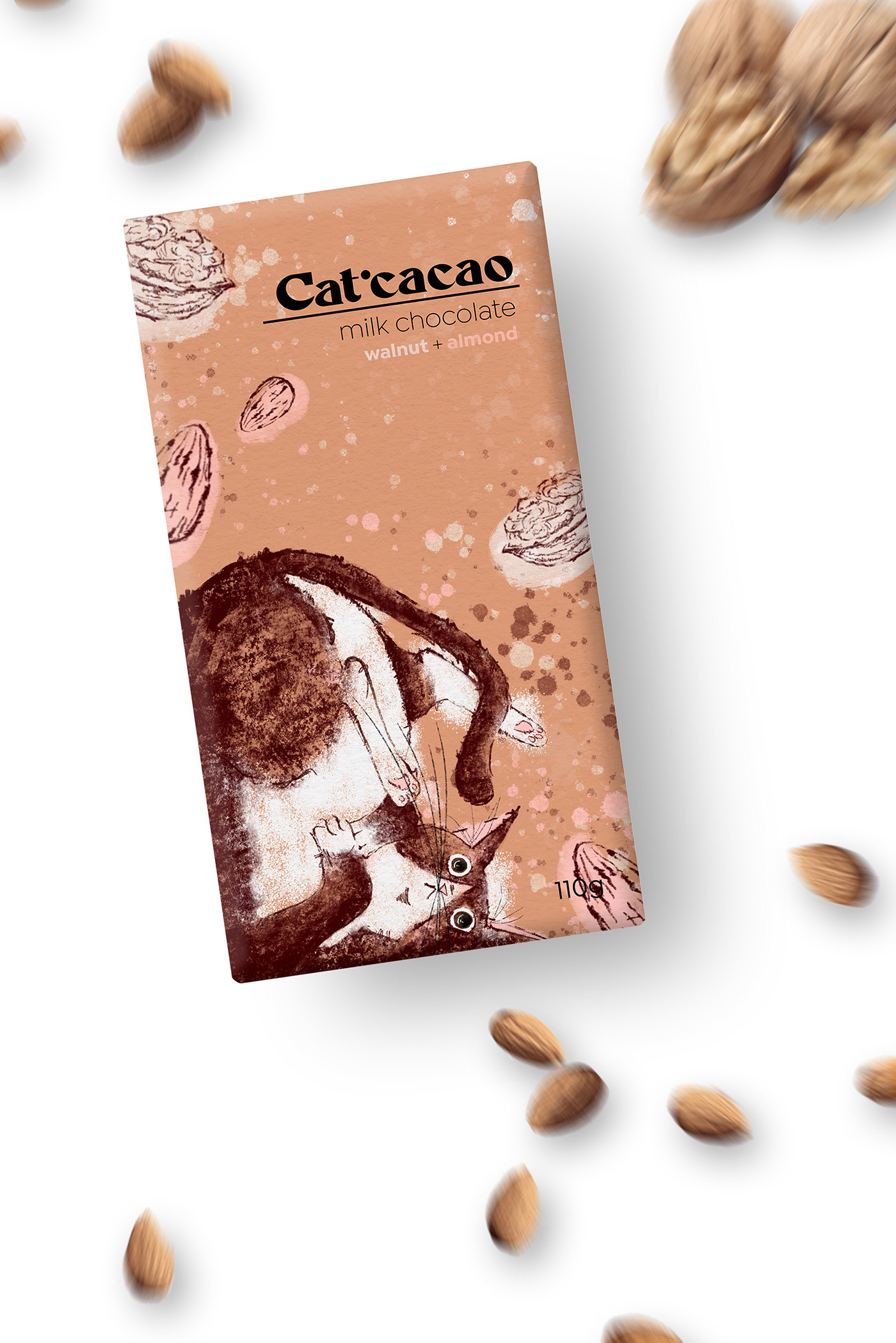 Cat chocolate design digital illustration Drawing  handmade ILLUSTRATION  Packaging pastel watercolor