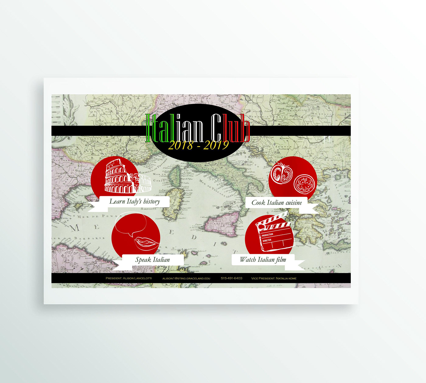 poster design advertisement italian club Recipe Card