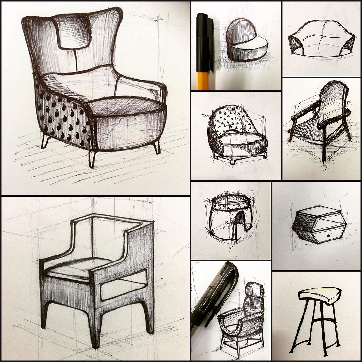 Image may contain: furniture, chair and sketch
