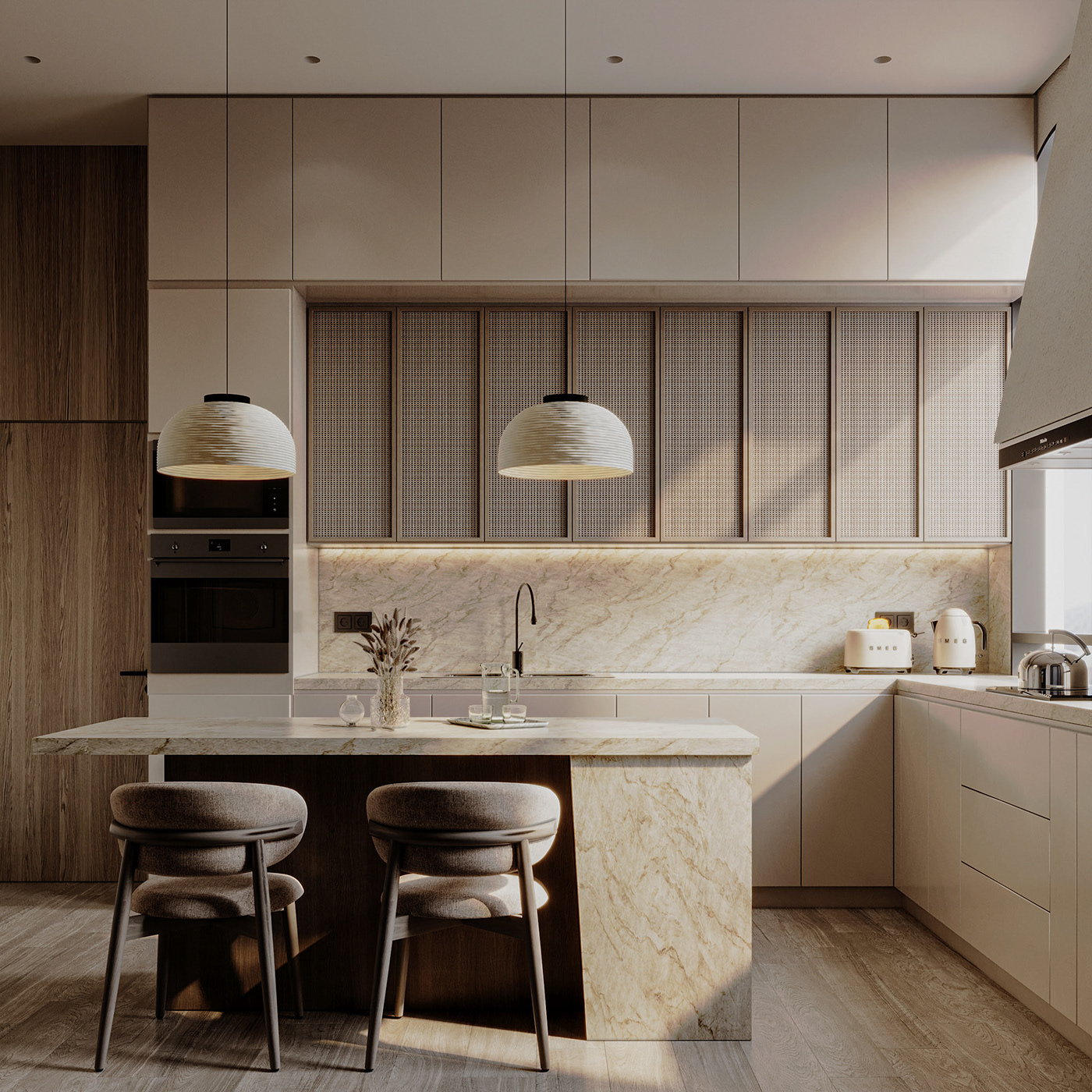 Scandinavian boho kitchen kitchen design CGI interior design  Interior modern wooden minimal