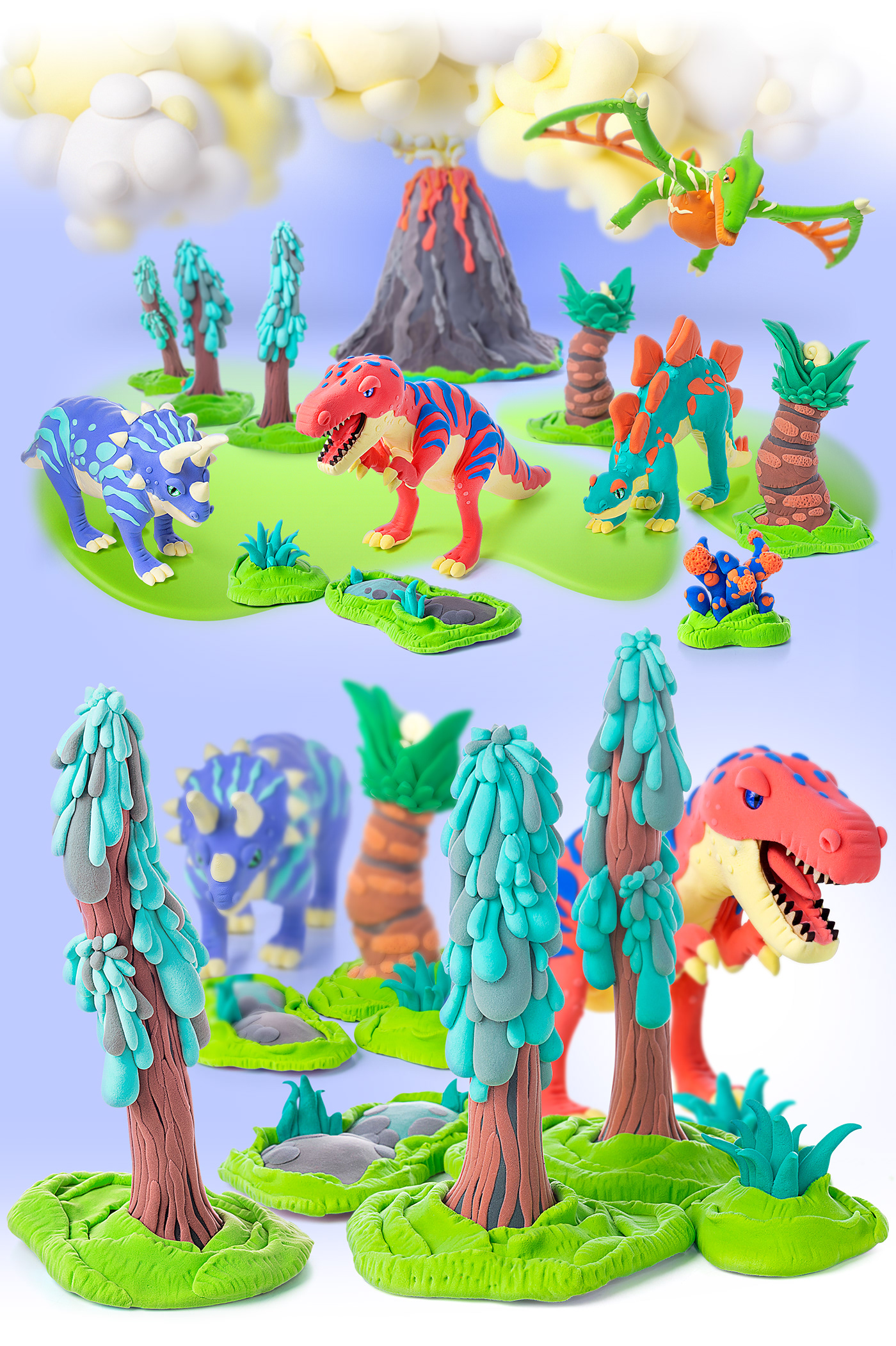 design dinosaurs gif animation modeling from plasticine package photo toy design  light clay trend world of dinosaurs