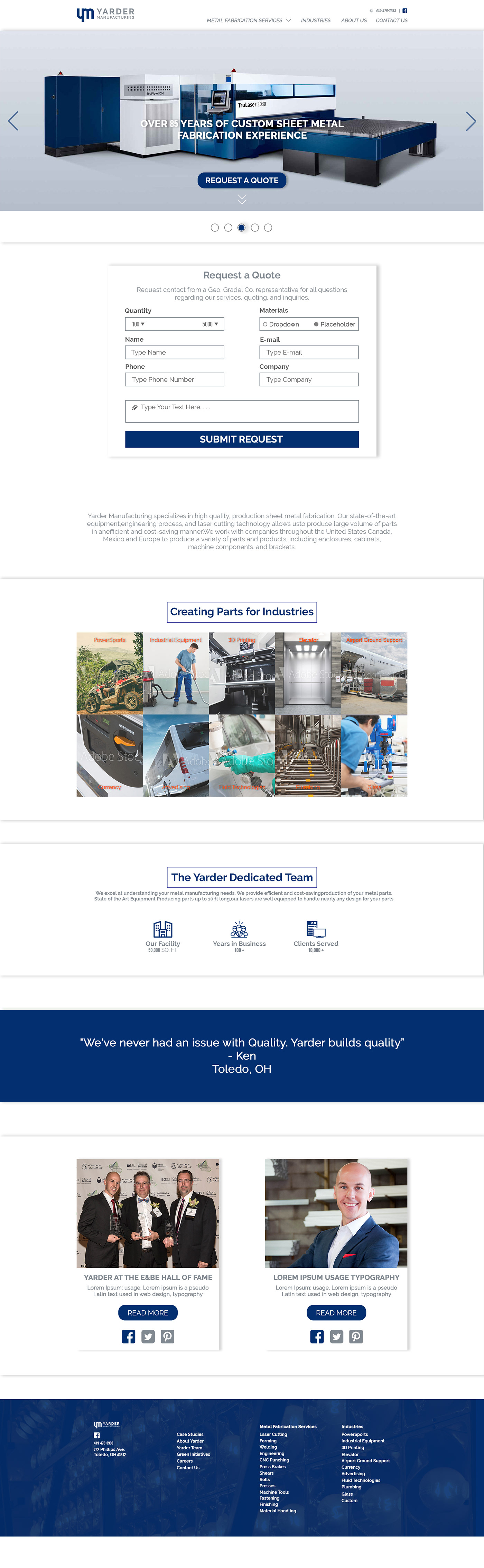 home page landing page Website Web UI Interface Web Design  psd photoshop manufacturing