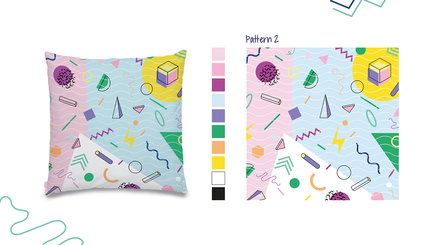 textile design  pattern ILLUSTRATION  colors pillow shapes Memphis colour happysocks memphis design
