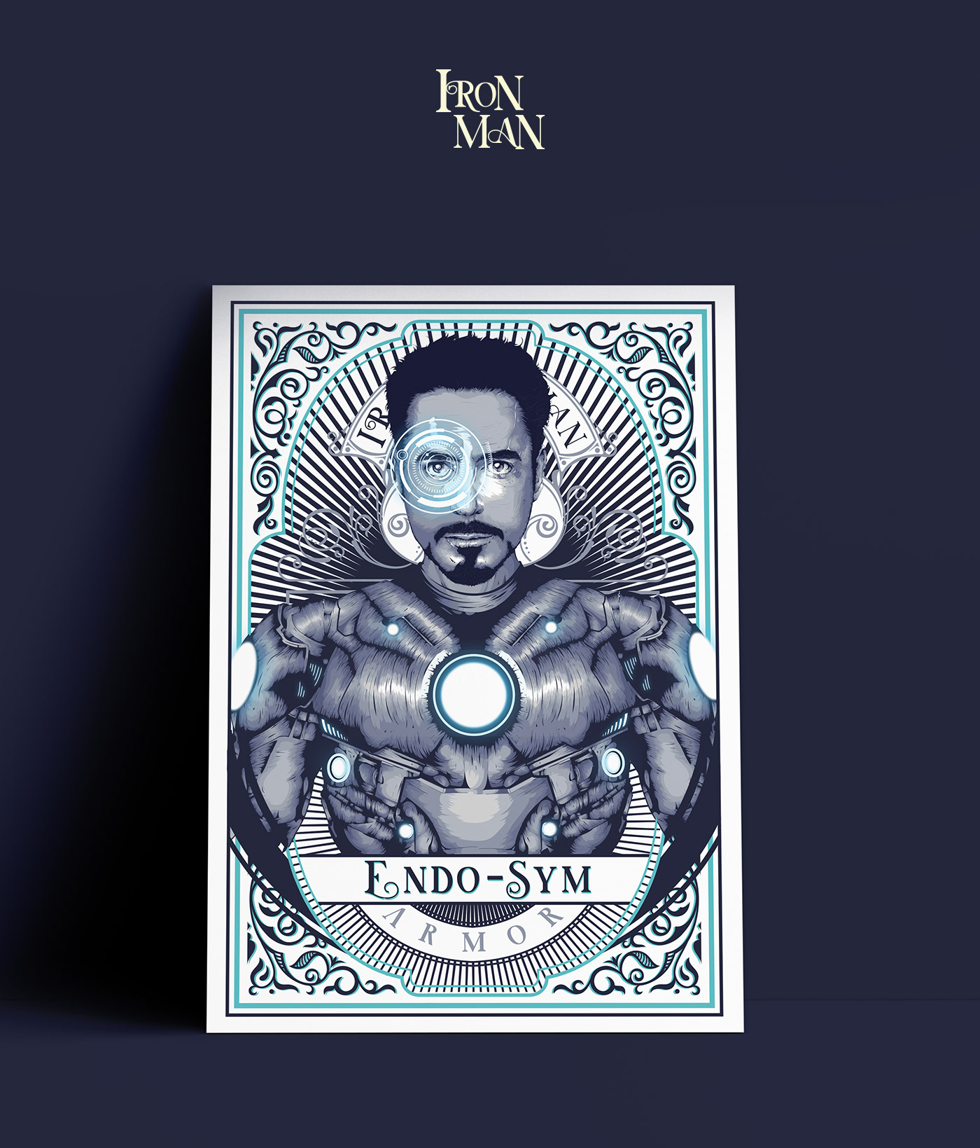 Ilustração design tony stark marvel Homem de Ferro ILLUSTRATION  poster color blue vector