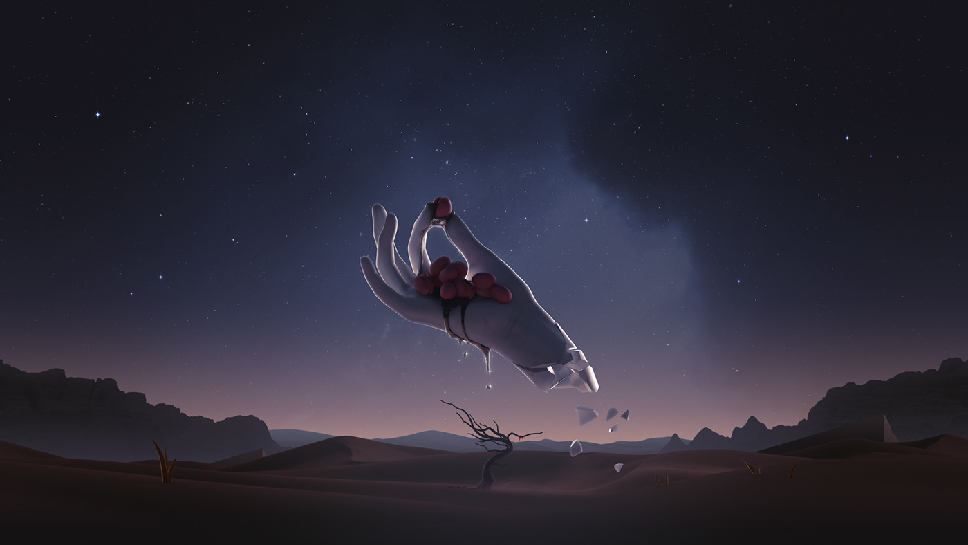3D desert dreamscape loop Music cover surreal vinyl visualizer collage Photo Manipulation 