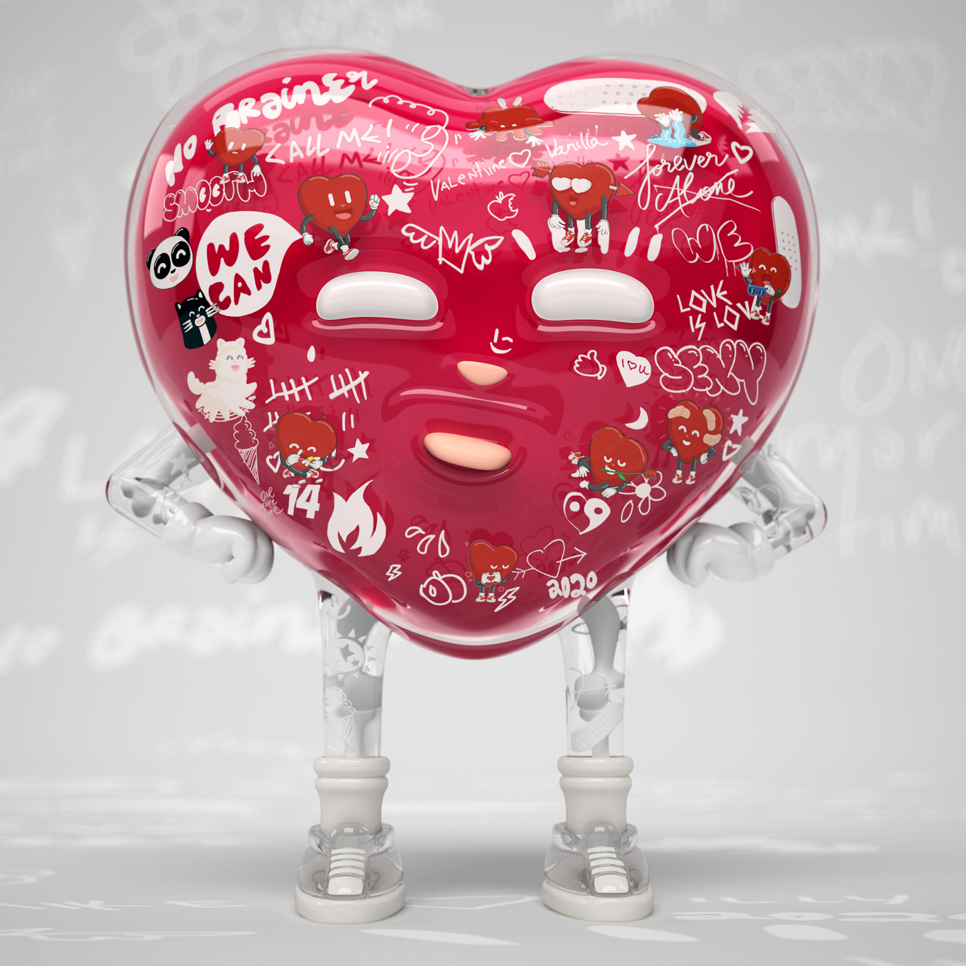 3D bones c4d Character cinema4d design heart MrKat tatoo valentine