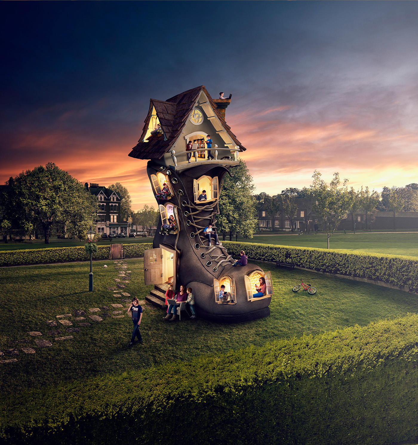 boot nursery rhyme Lady in Shoe house CGI retouching 