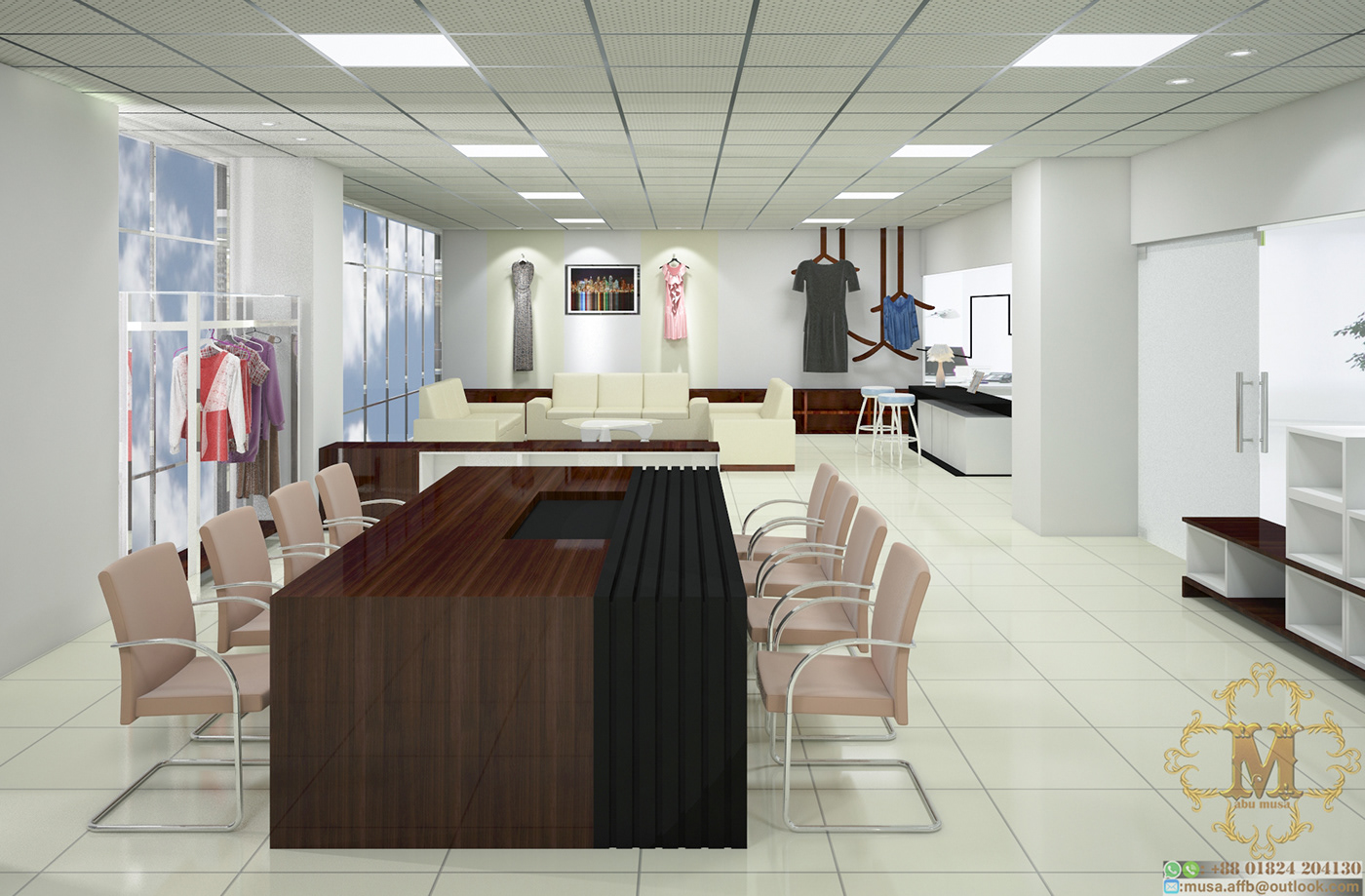 3d design clothing and fashion interior design  Showroom design