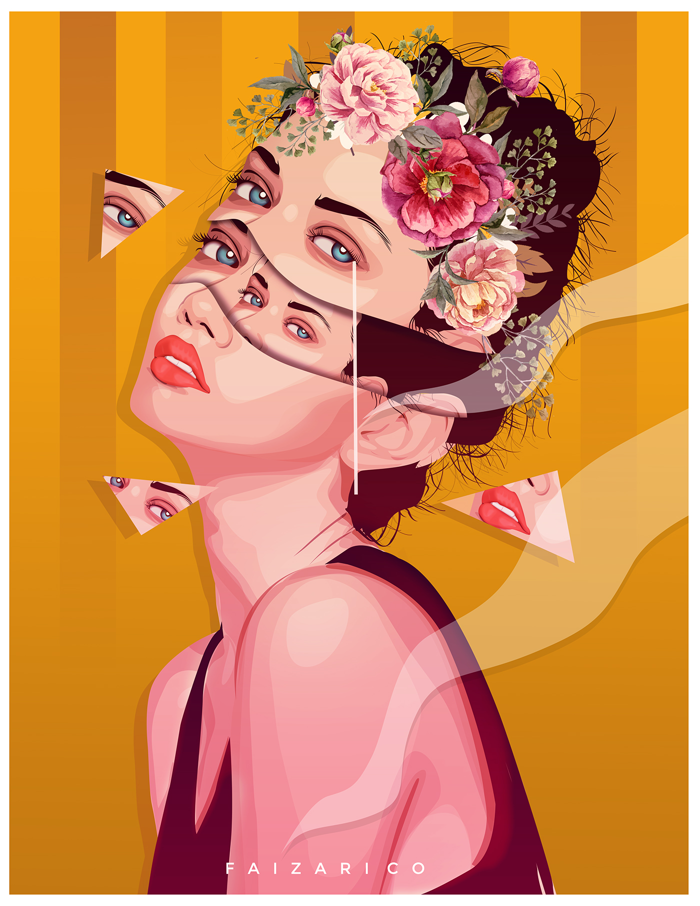selfdiscovery ILLUSTRATION  concept-art vector surrealism women pretty-face florals