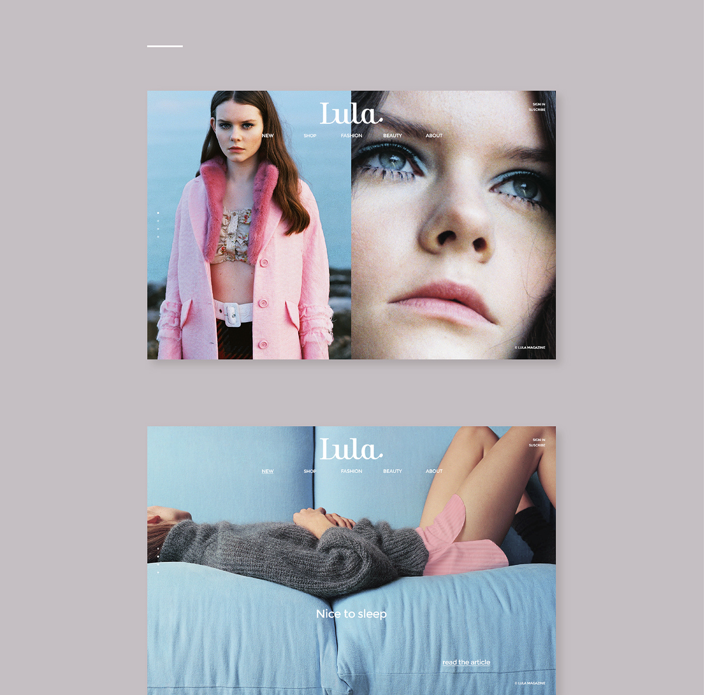 Lula magazine beauty Mode creative simple Web girl minimal shop book