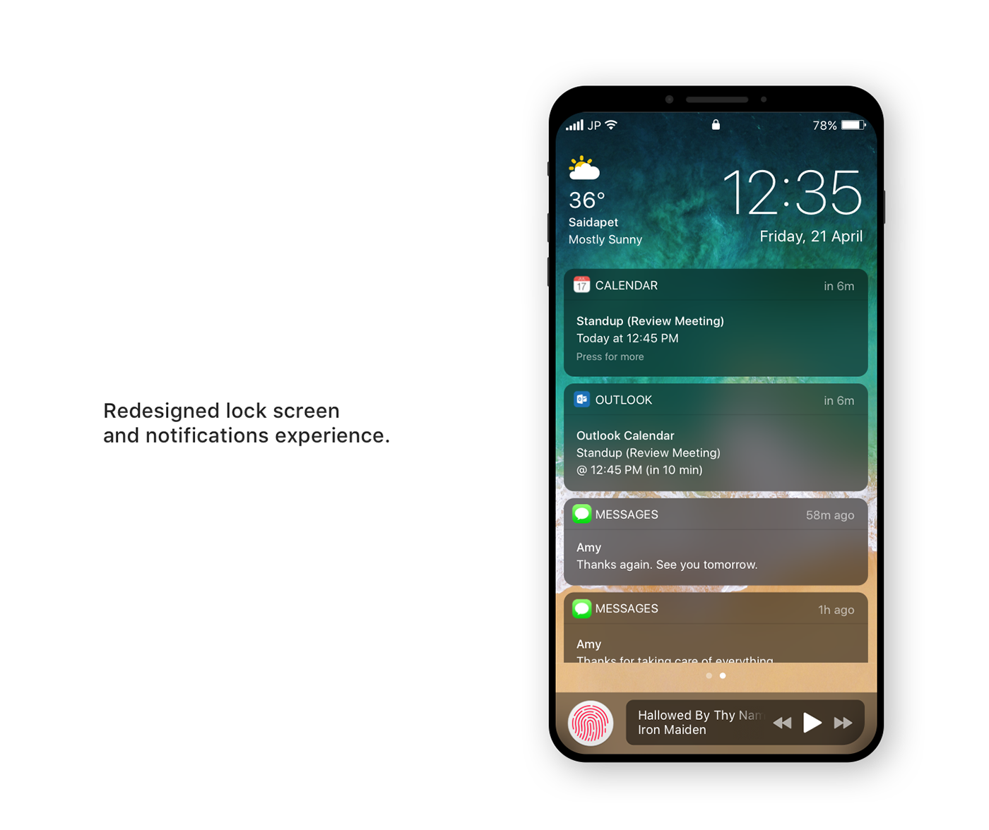 iphone ios redesign fingerprint design software app Notifications mobile phone