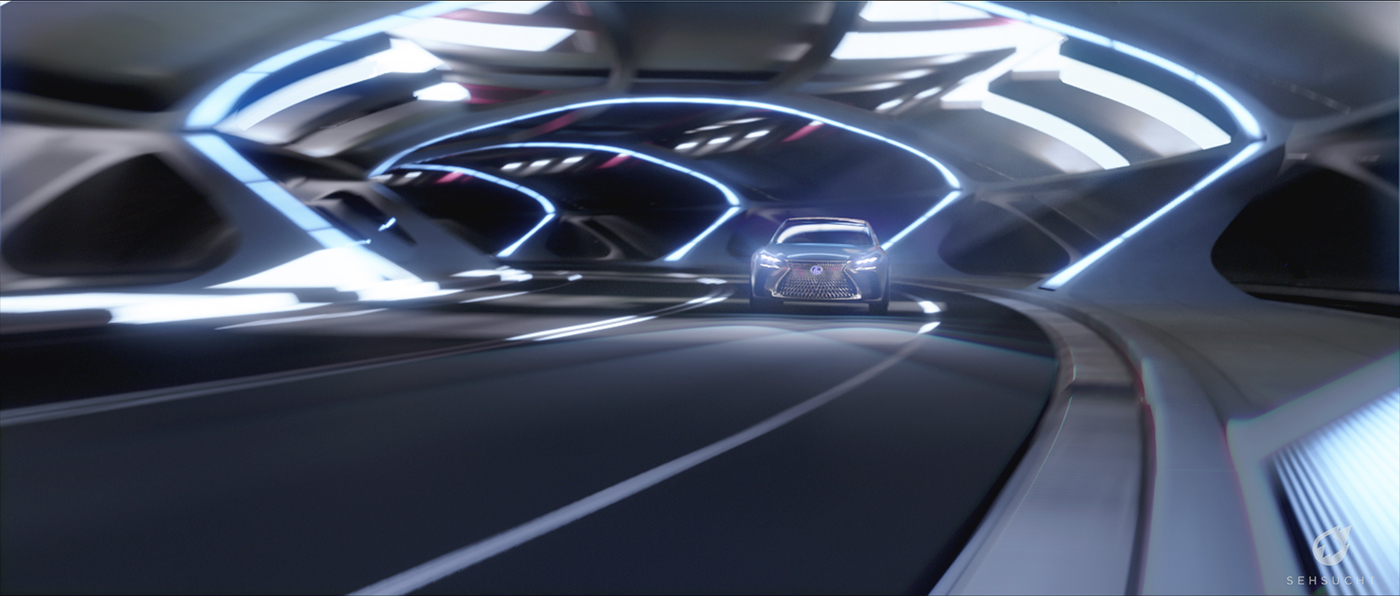 Matte Painting infrared Lexus lexus lf-fc tokyo motor show Sehsucht concept design futuristic tunnel Futuristic city Tunnel Design Futuristic Car concept car