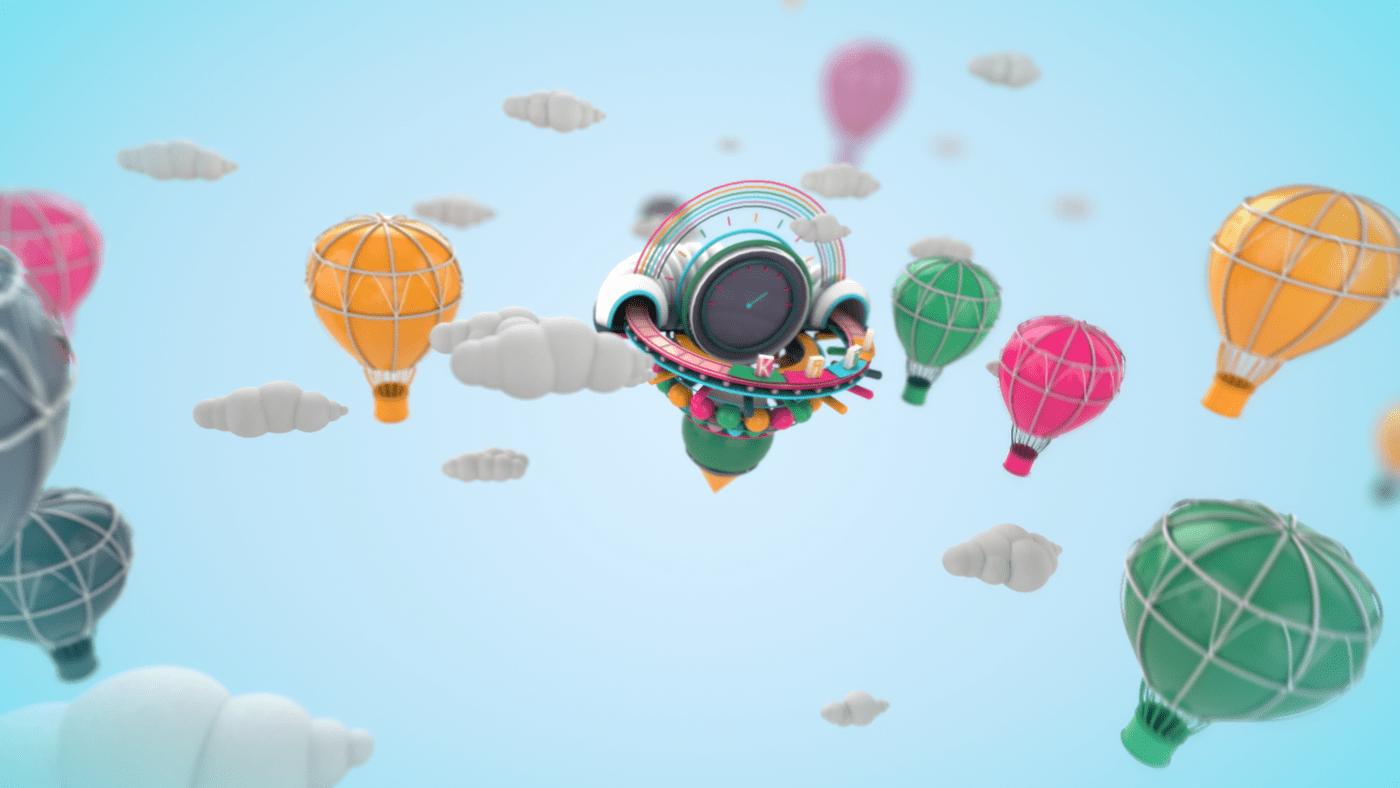 balloon clouds logo machine 3D vray Render visualization SKY