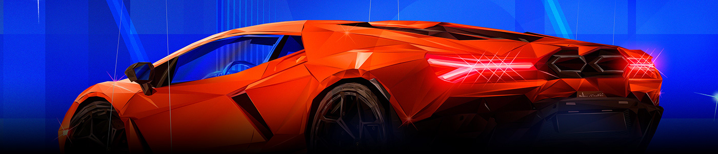 Futuristic Delivery — Exotic Cars Low-Poly Digital Illustrations