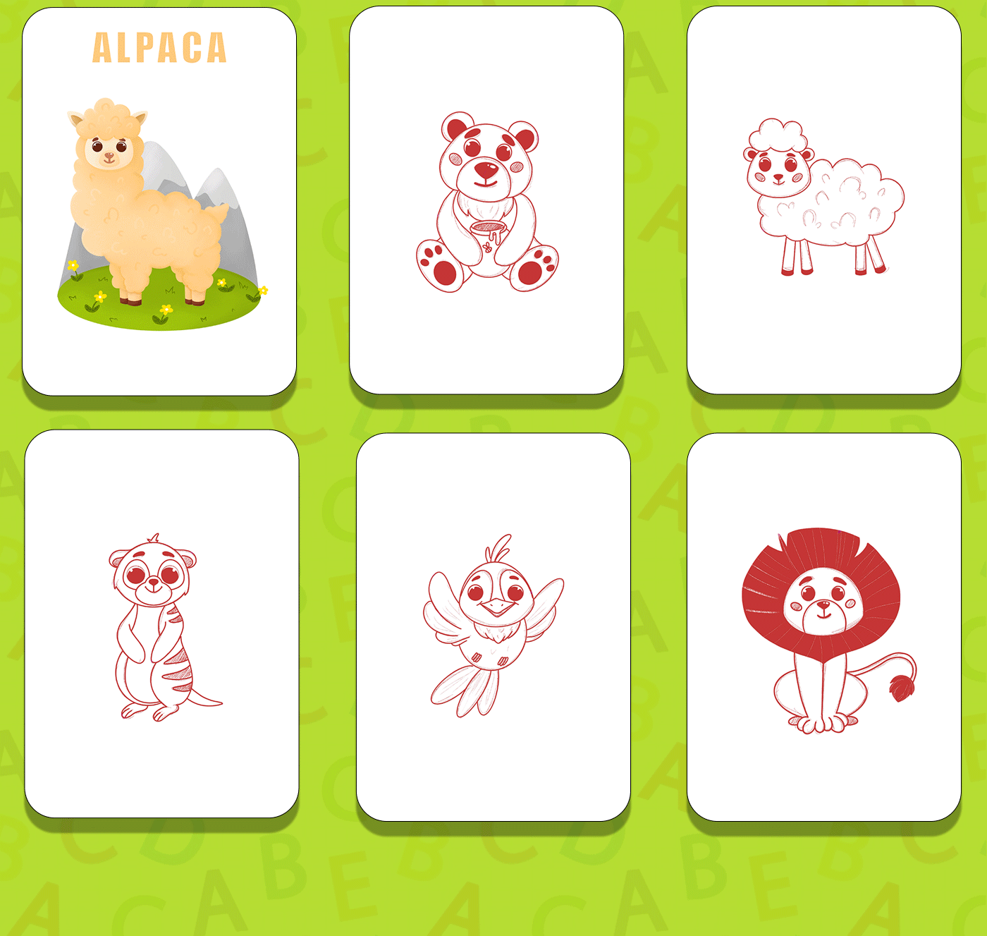 children illustration ILLUSTRATION  cartoon Digital Art  Character design  animals english Education card design Packaging