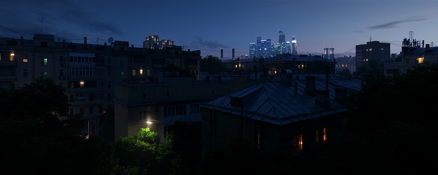 city light Moscow night