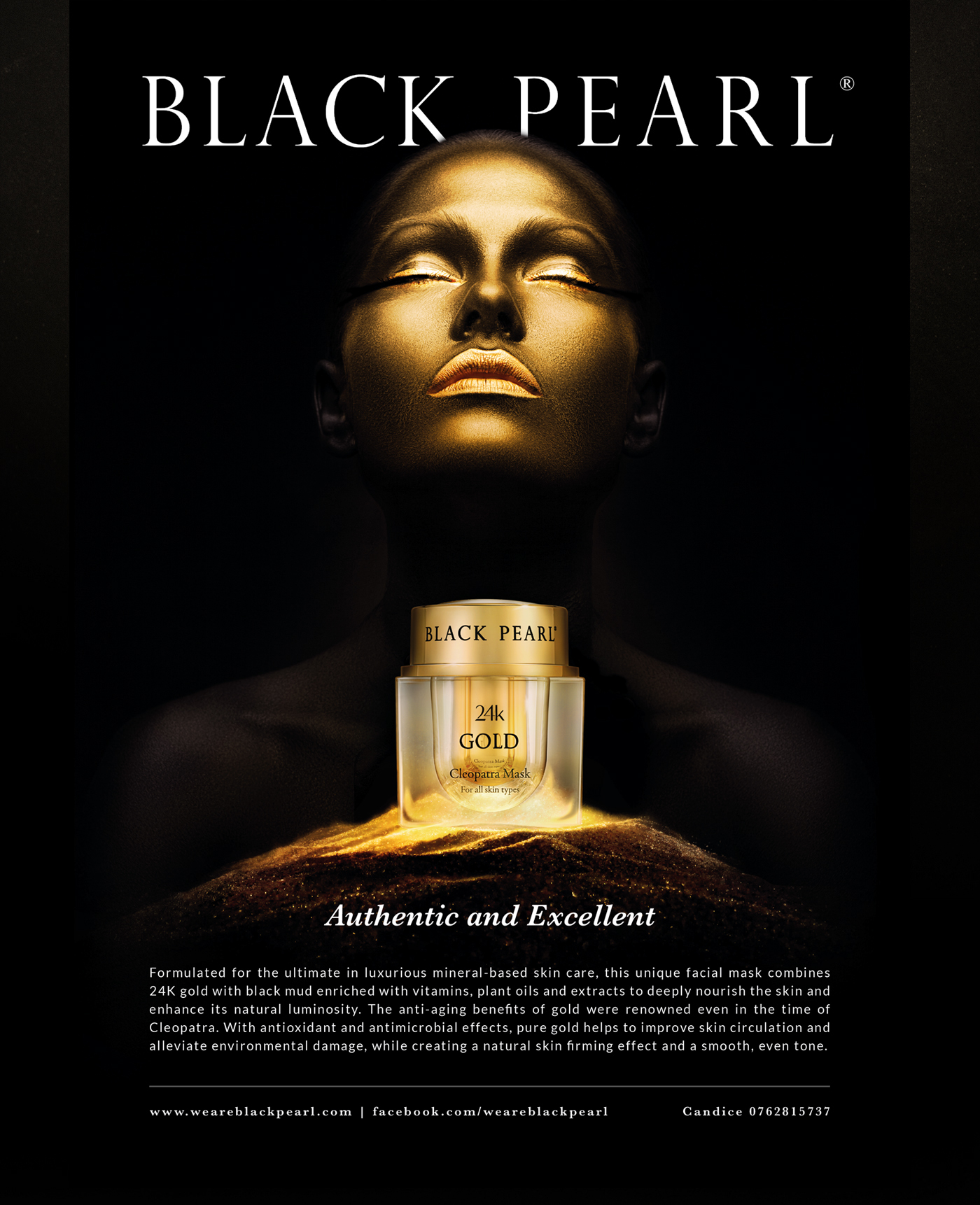 gold Cosmetic 24k luxury Spa cleopatra beauty skin Wellness black southafrica