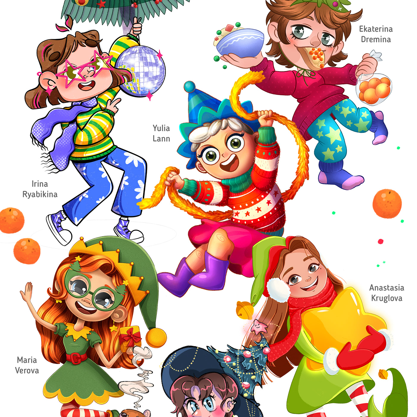 cartoon Character Character design  children illustration kids illustration lettering Christmas new year xmas cartoon character