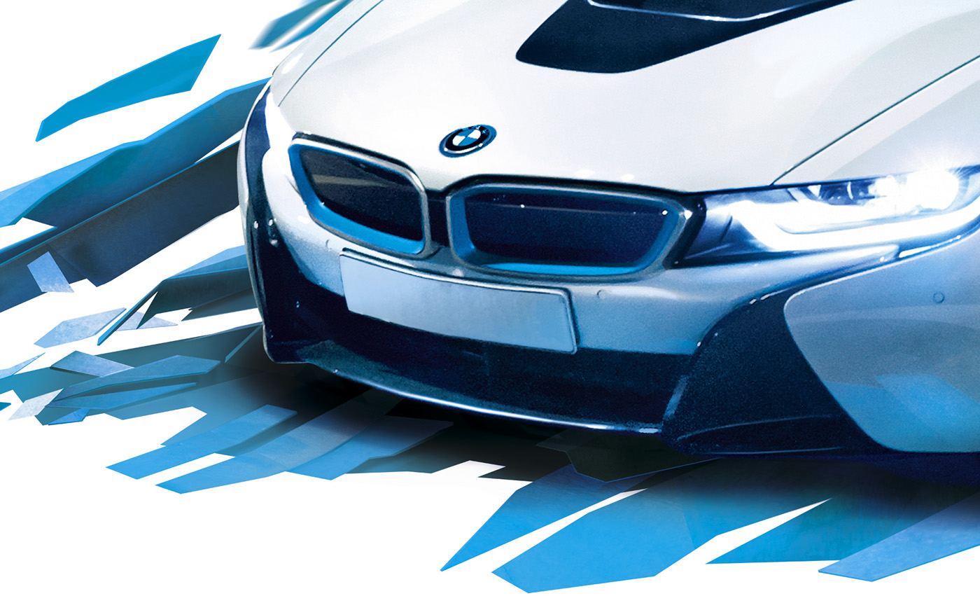 BMW I8 car horse caballo poligonal poligon coche sport car abstract geometric blue