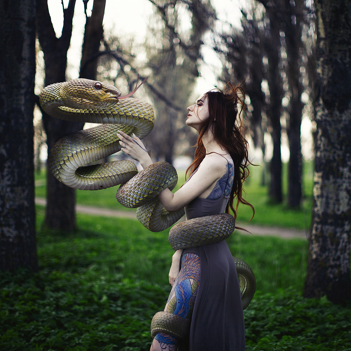 ezorenier airyvoid WNDMLL snake tattoo surreal Mystic conceptual green Magic  