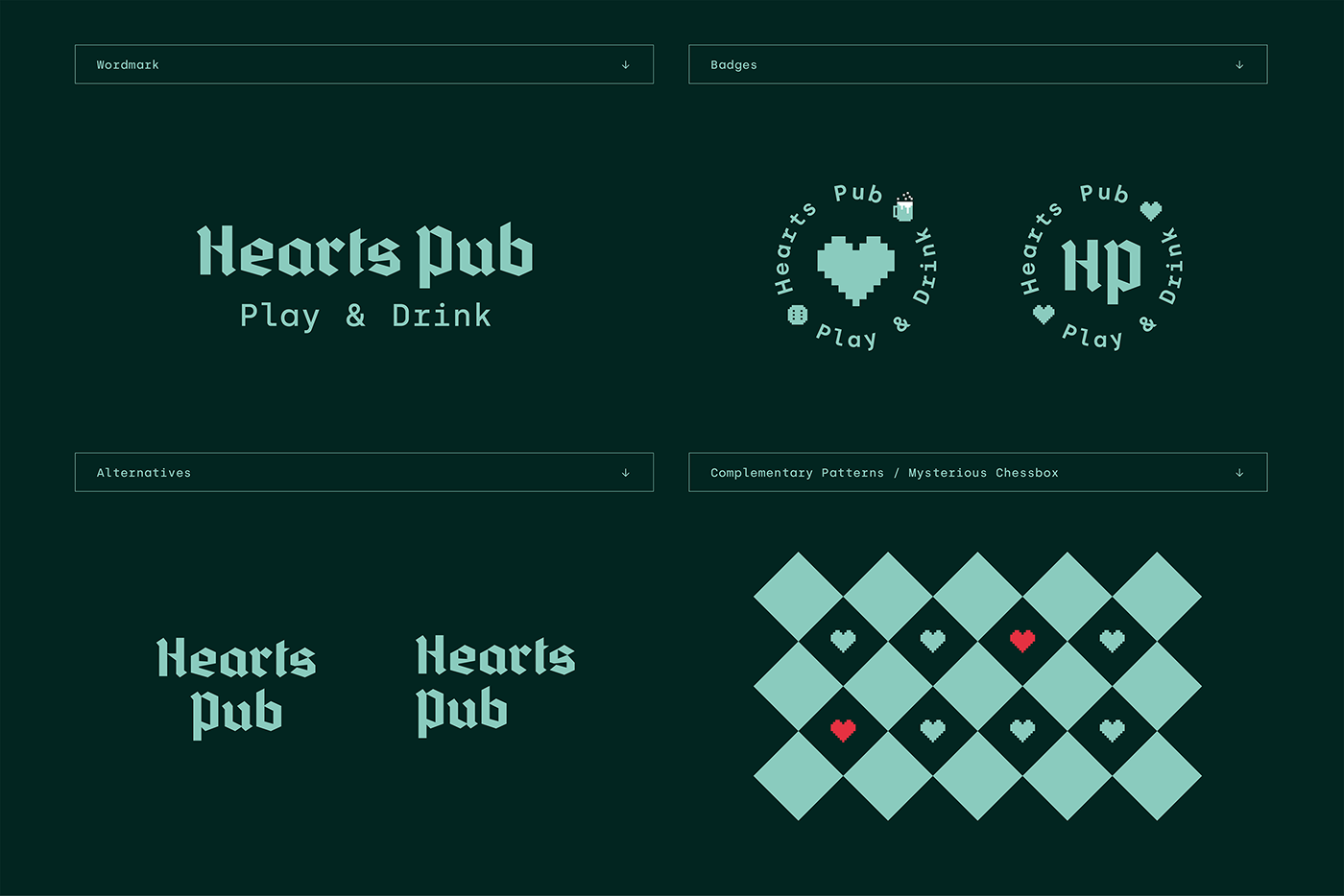 beer game pub visual identity bar Glitch heart ILLUSTRATION  logo print