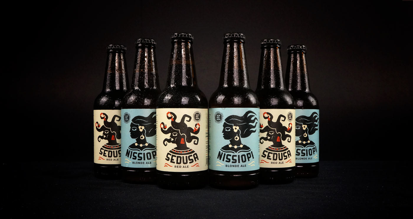 beer brewery bottle ale glassmat mythology octopus lesbian Island