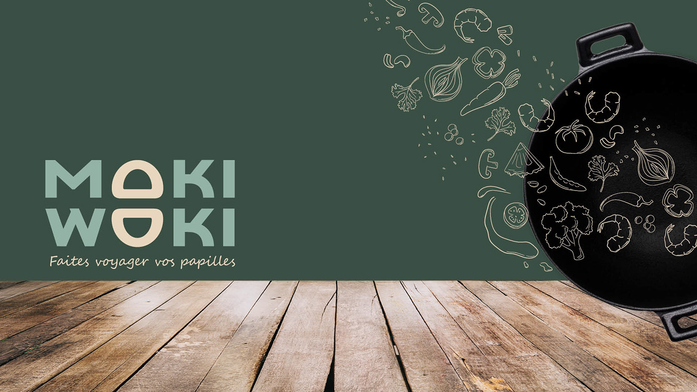 charte graphique identité visuelle illustrations logo mochi restaurant wok