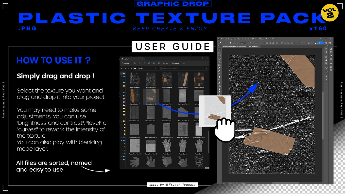 User guide - See how to use the 120 Plastic Texture Pack ! 