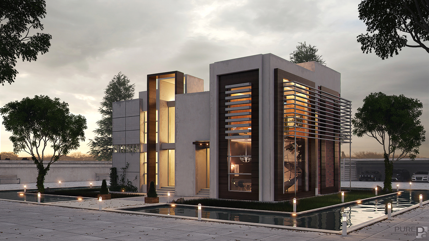 Villa 3D_Rendering vray 3D_Studio_Max photoshop luxury Interior design Classic royal pure_art exterior modern
