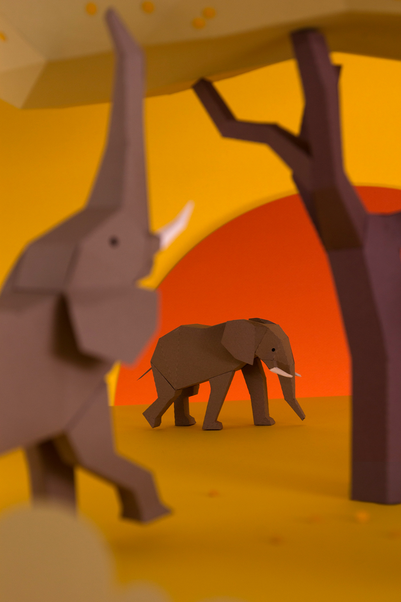 papercraft lowpoly guardabosques amarula posterdesign papersculture elephant paperelephant paperart graphicdesign