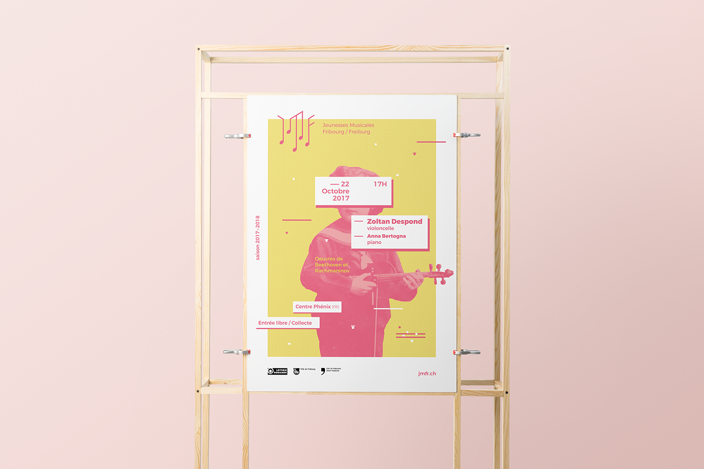 jmf music youth Jeune Musical Fribourg poster vintage pink branding 