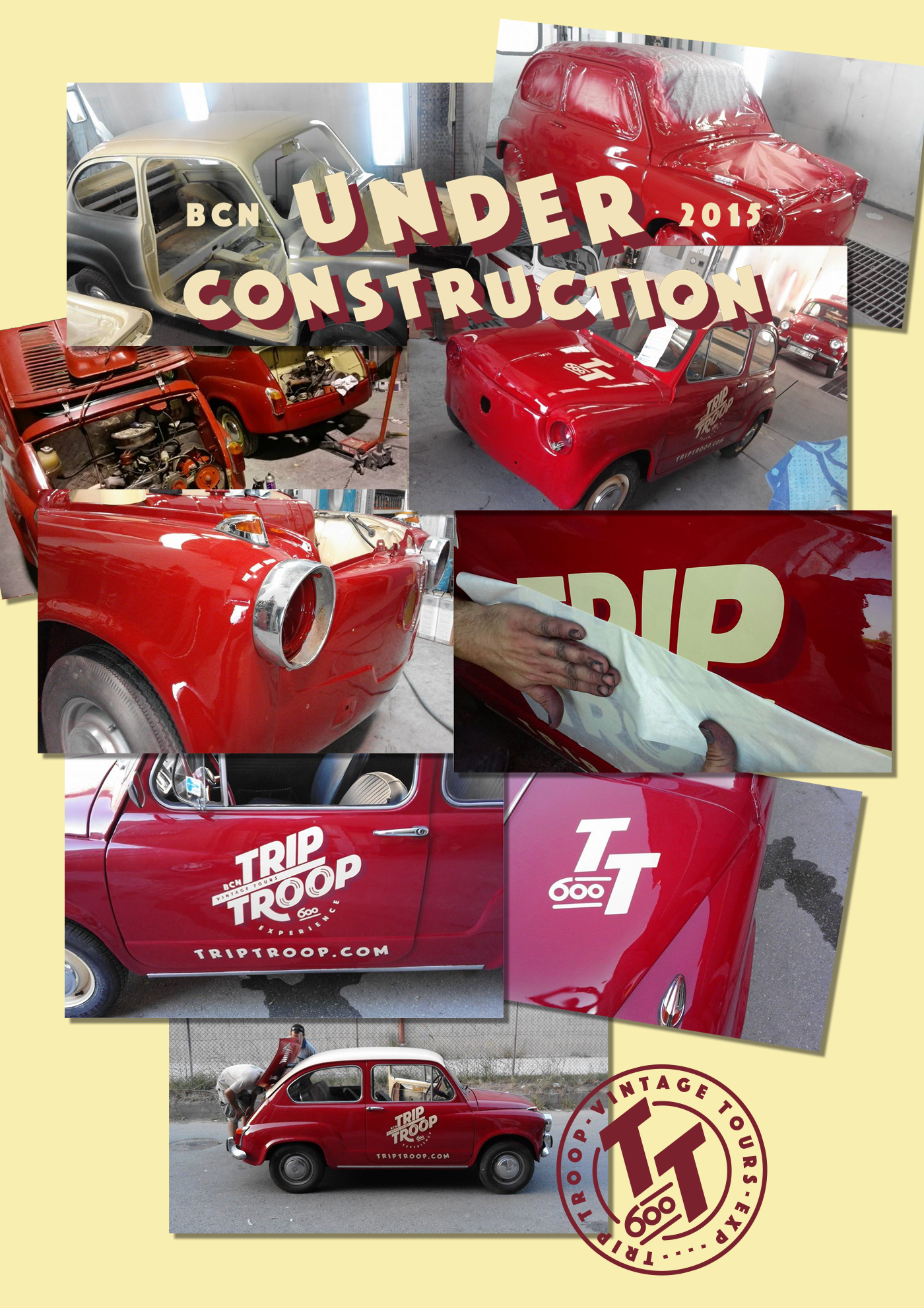 trip troop car lettering logo Webdesign Web seat seat 600 vintage tour barcelona Travel tourist car
