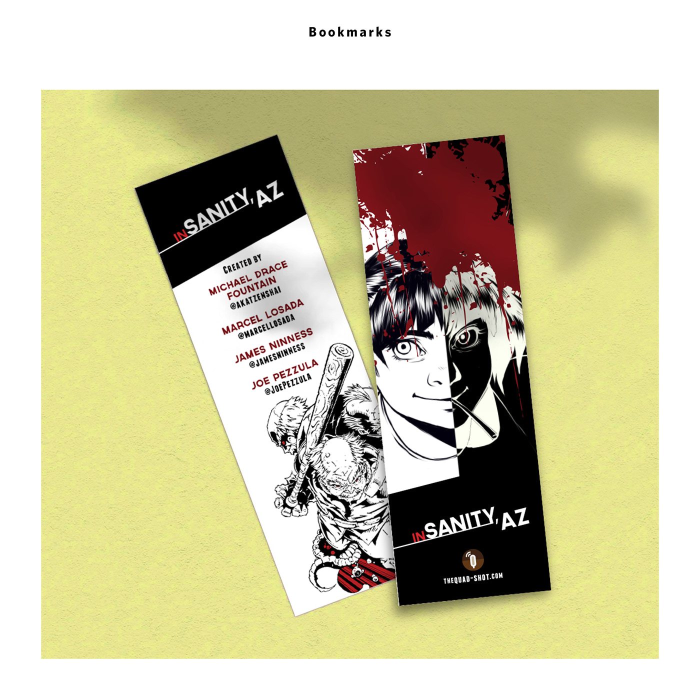 In Sanity AZ horror comic Graphic Novel Promotional promo shirts bookmarks postcard sticker banner Custom Playing Cards metal print