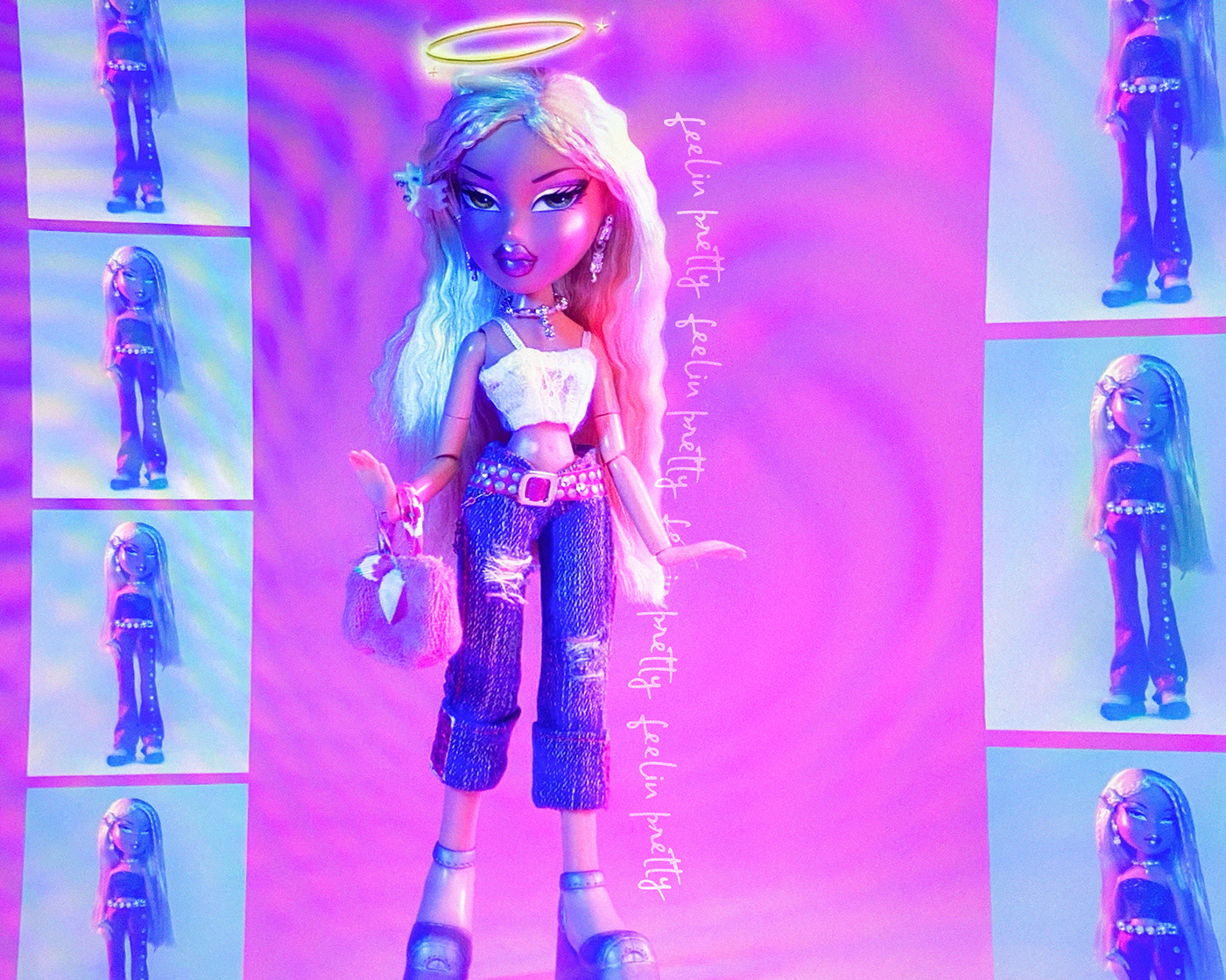 aesthetic barbie Bratz collage dolls Glitch motion graphics  Photography  Website Y2K