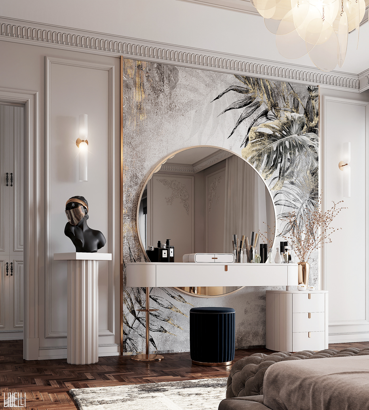 3D bedroom corona design dubai free Interior luxury scene