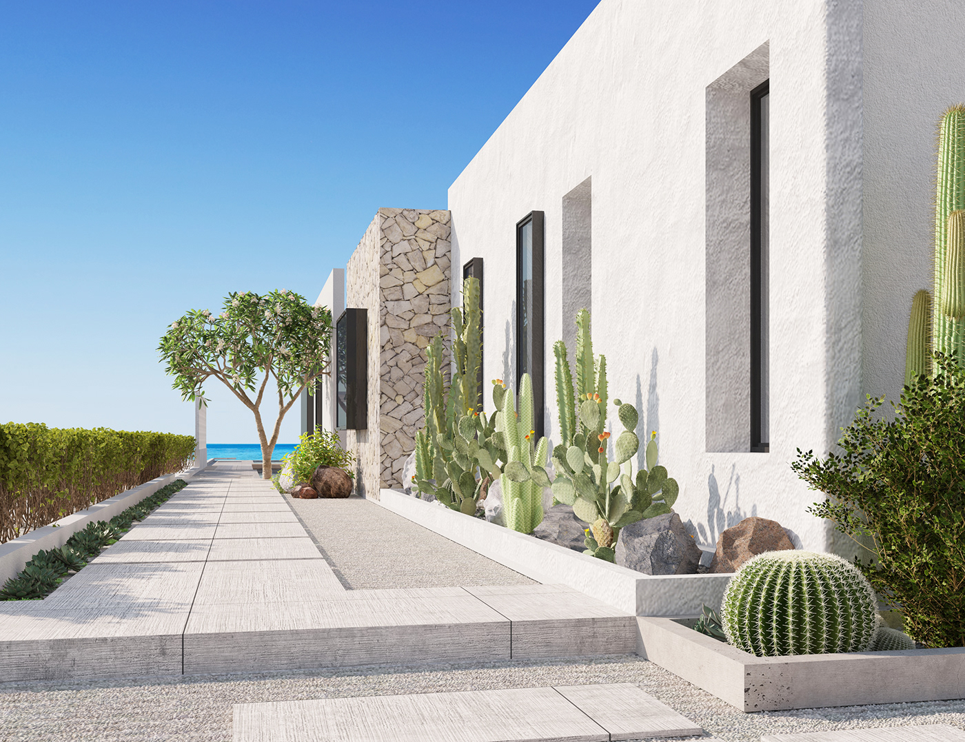 architecture rendering 3dmax visualization building coastal Villa design Interior Landscape