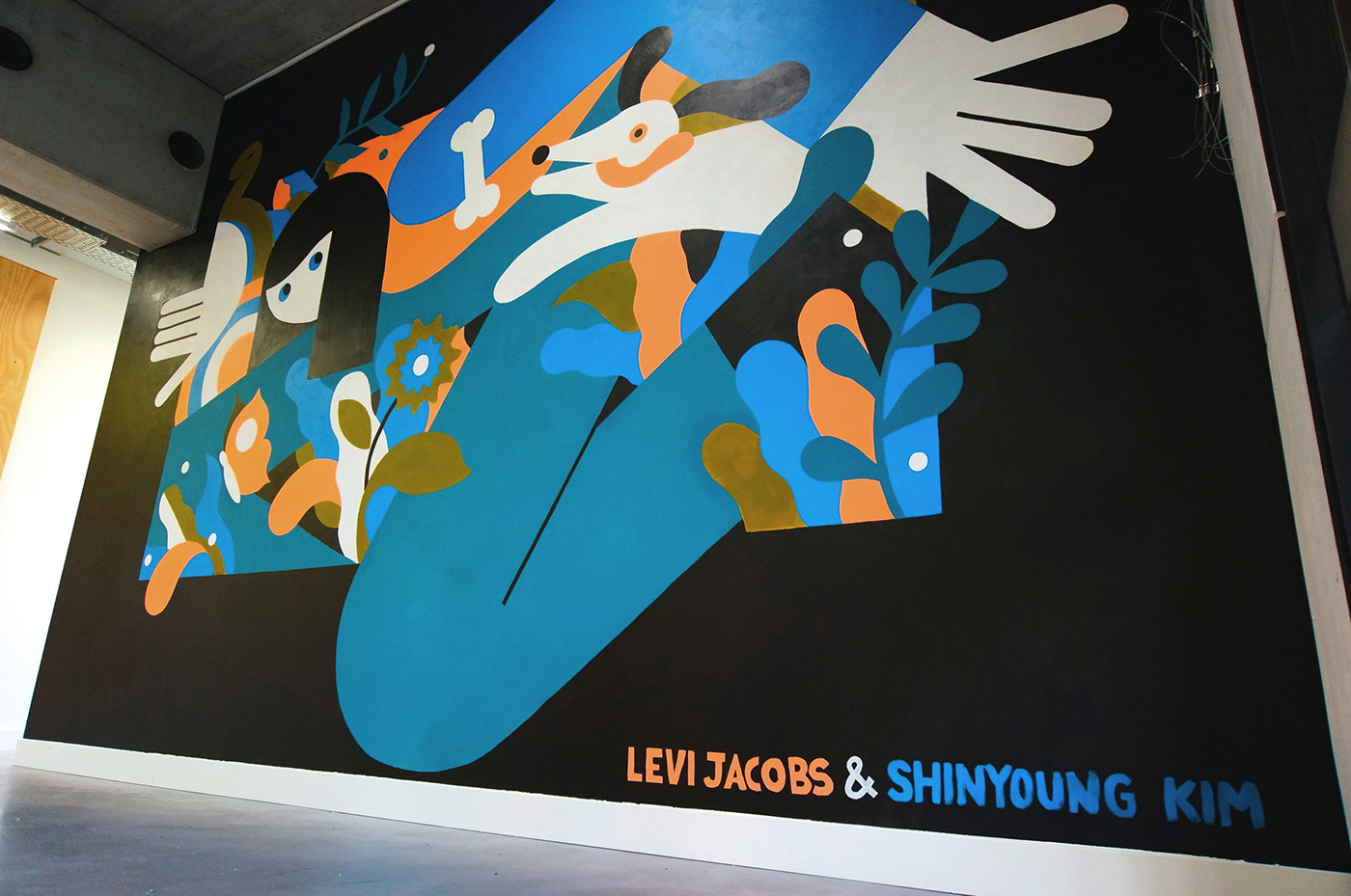 Mural officemural wallpaiting Netherlands Collaboration jungle dog