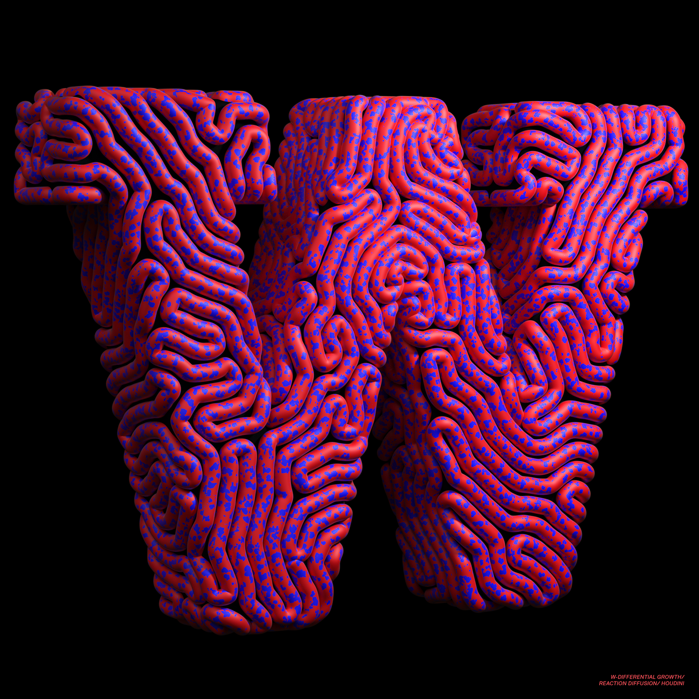 type octane 3D houdini differential growth c4d Bananas abstract fruits neon