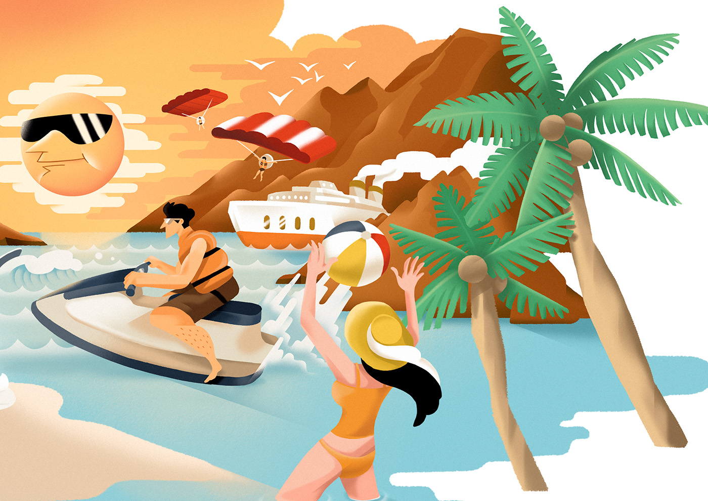 ILLUSTRATION  illustrate paint beach summer Handcream cream sunscreen Packaging
