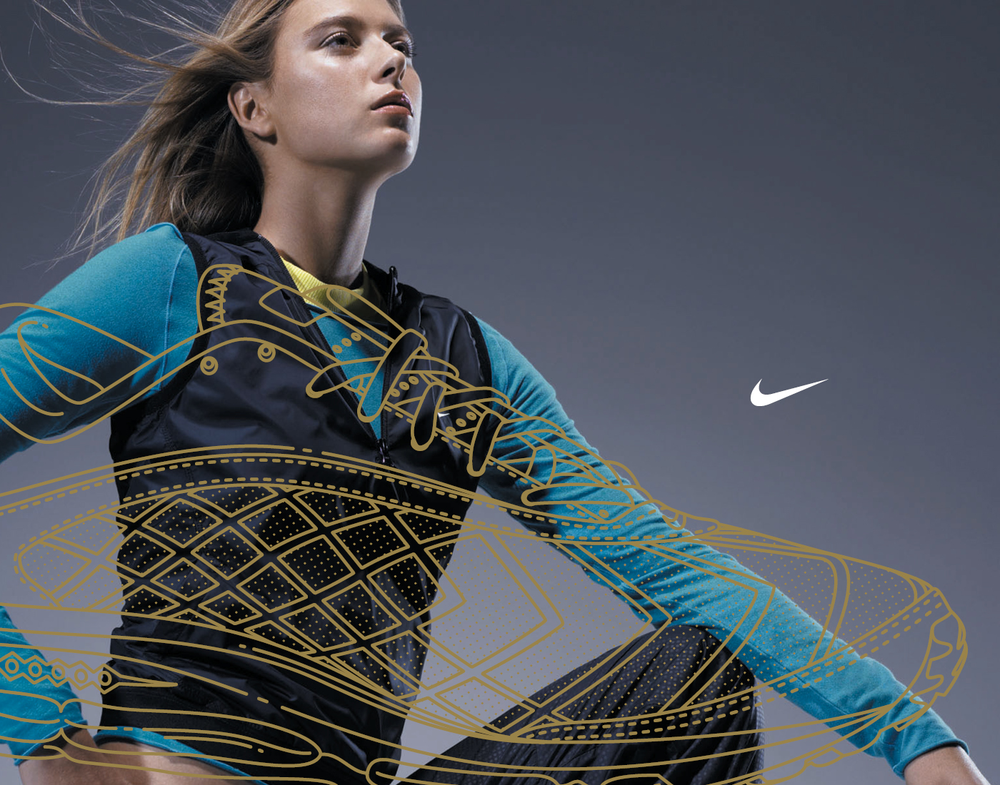 Nike illustratie grafisch ontwerp Sport Casual Retail visusal merchandising product illustrations sport lijntekening