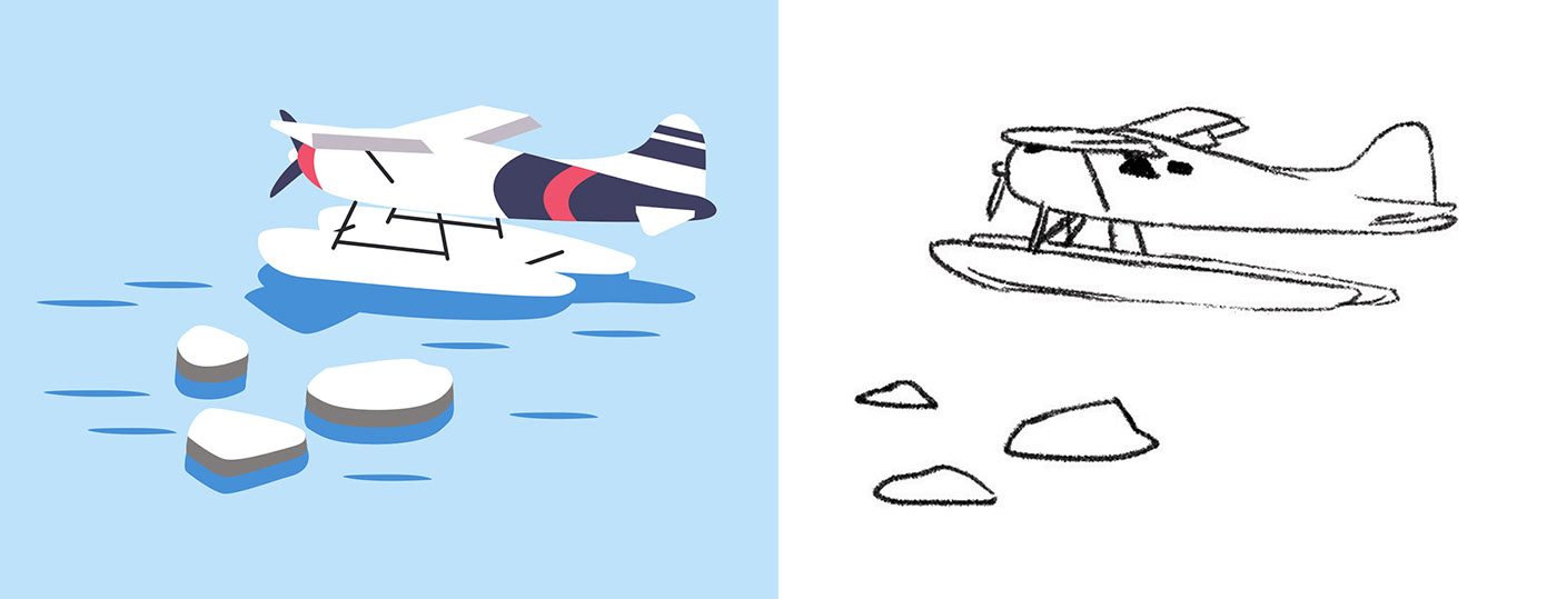 water plane illustration process