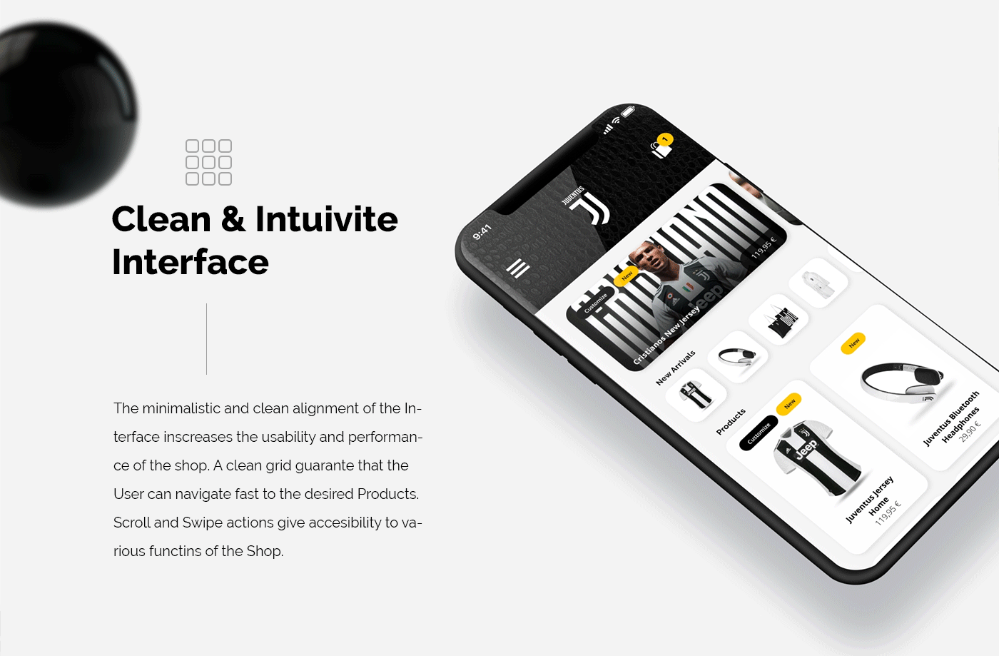 Juventus mobile shop concept design UI ux Interface ios material design