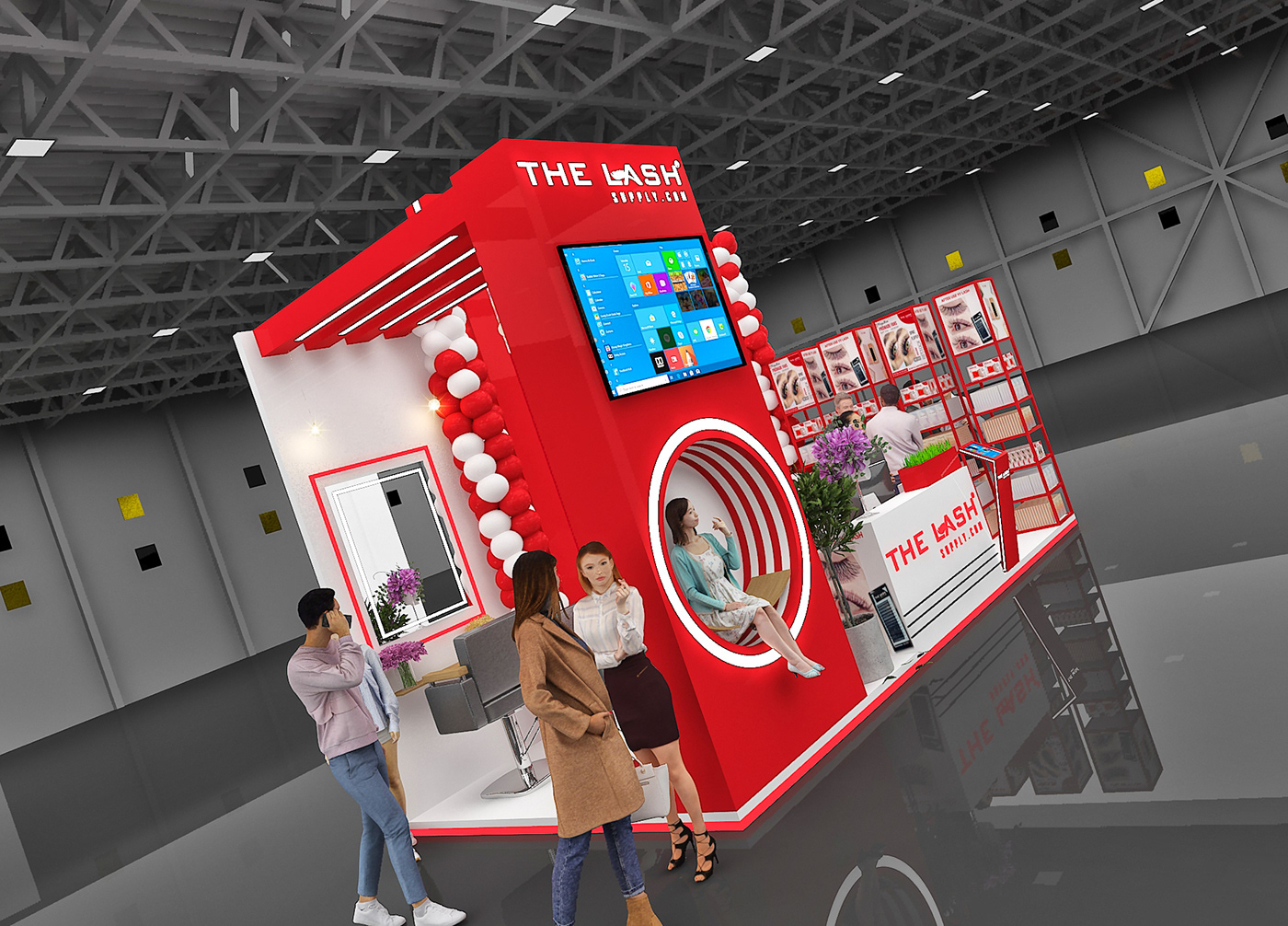 Beauty Products products stand Stall Design activation BTL Advertising cosmetics visual identity Exhibition Design  3d visluaization beauty stands