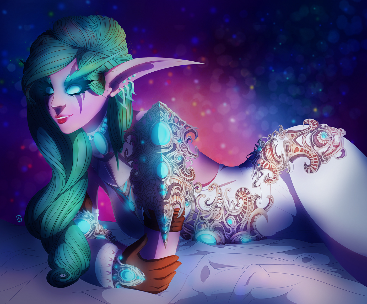 Tyrande World of warcraft fanart videogame night elf whisperwind priestess mmorpg Blizzard Elune